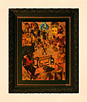 Das unendliche Spiel  |  ca. 40cm x 60cm   |  Collage auf Holzkorpus, Rettungsfolie, Schellack mit Holzkohle abgepudert 